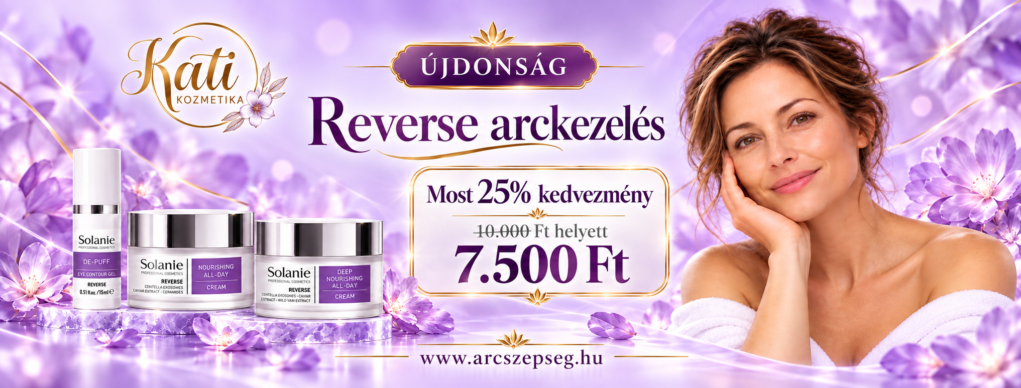 Luxus lila kozmetikai akcióbanner